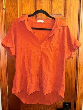 Lightweight Rust Short-Sleeve Button Down Shirt by A New Day